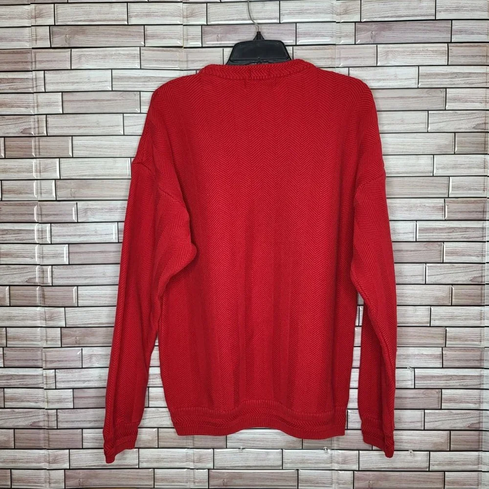 Chaps Ralph Lauren Sweater Men's Large Red Pullover‎ Hand Framed Cotton Outdoors